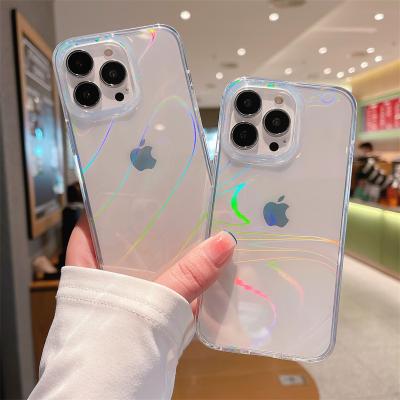 China Shockproof in Laser Running Soft Clear Gradient Anti-scratch TPU IMD Holographic Phone Case for iPhone 11 12 13 mini pro max for sale