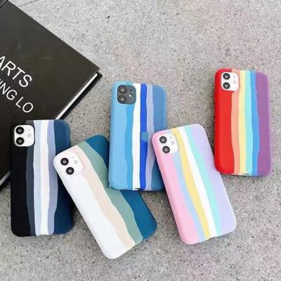 China Anti-drop Rainbow Liquid Mobile Bag Silicone Shockproof Phone Case For iPhone 11 12 Pro Max Mini X Xs for sale