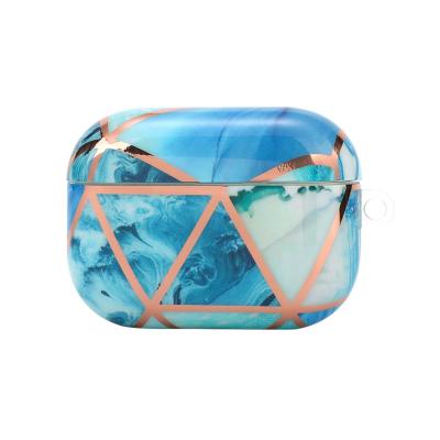 China Marble With Gold Line New TPU Case For Airpods Full Cover Radio Earphone Bag Filling Anti-lost Protective Box for sale