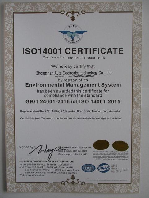 ISO14001 - Zhongshan Aute Electronics Technology Co., Ltd.