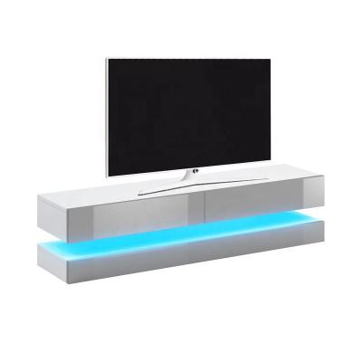 China Easy Installation Stream 140cm LED Floating 2 Drawer TV Cabinet Unit - Black White Gray Wood for sale