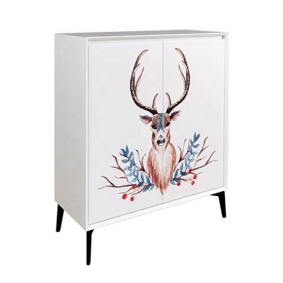 China Easy Installation Modern Wooden Cabinet With 2 Doors Living Room Furniture With Printing Design for sale