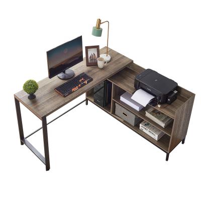 China Modern Modern Home Office Furniture L-Shape Workstation Computer Desk Study Table With Metal Frame Leg for sale