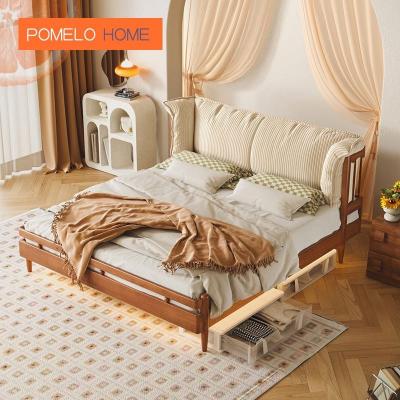 China Adjustable (height) Pomelohome  nightstand solid wood furniture the first choice for soft and comfortable wooden bed for sale