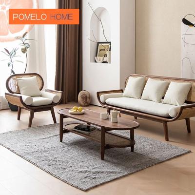 China Adjustable (height) Pomelohome living room simple modern small apartment silent wind double log sofa for sale