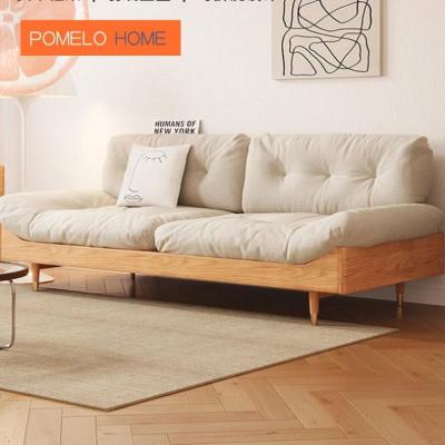 China Adjustable (height) Pomelohome Japanese-style solid wood cloud fabric sofa living room simple modern small apartment sofa for sale