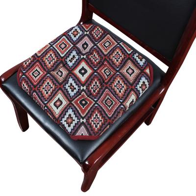 China Washable Custom Woven Jacquard Cotton And Polyester Tile Cushion Box For Home Decor Folding Chairs Padded for sale