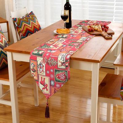 China New Design Jacquard Cotton And Polyester Woven Jacquard Tapestry Flower Custom Decorative Table Runner for sale