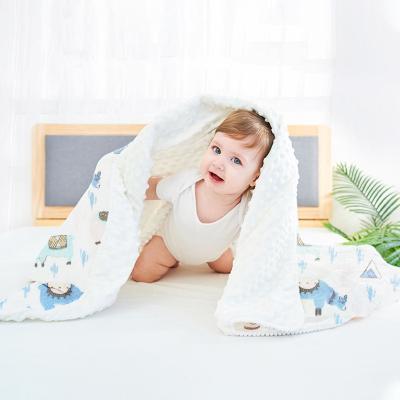 China Manta Para Bebe High Quality Cotton Polyester Print Velvet Stitch Viable Knitted Baby Blanket Custom for sale