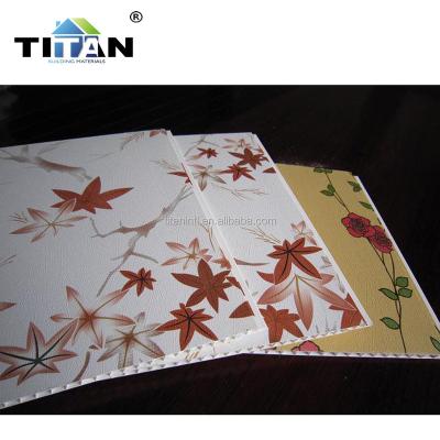 China Artistic Ceilings PVC Ceiling Tiles 50%PVC Plastic Laminated Bathroom PVC Wall Panel for sale