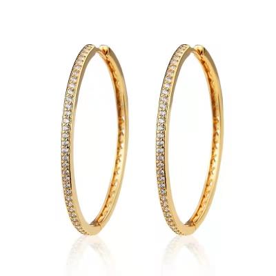 China FASHIONABLE Europe and USA Statistical Wind Gold Plated Round Simple Circles Earrings Zircon for sale