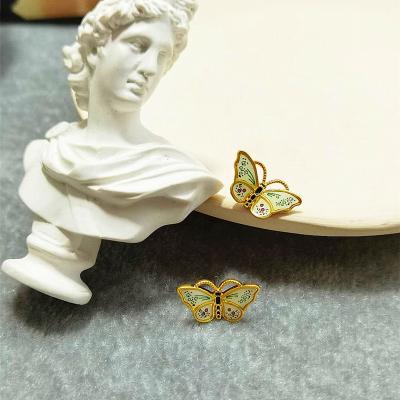 China 2022 New CLASSIC Fashion 925 Needle Enamel Butterfly Oil Silver Drop Earrings Real Gold Plated Jewelry For Women for sale