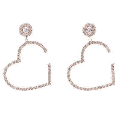 China Wholesale FASHIONABLE Stylish Crystal Hoop Heart Big Statement Earrings For Women for sale