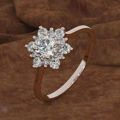 China Alloy Fashion Zircon Snowflake Valentine's Day Engagement Party Wedding Rings 18K For Women for sale