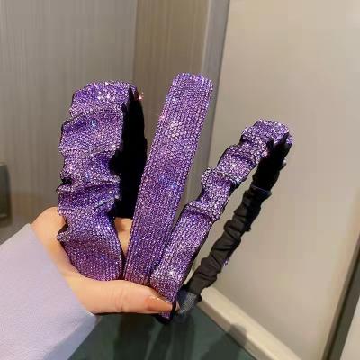 China No Shiny Brand Designer Women Hair Accessories Luxury Purple Diamond Full Hair Band for sale