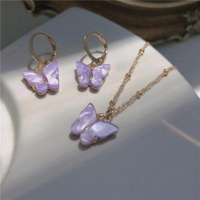 China TRENDY Trendy Acrylic Butterfly Earrings Necklace Pendant Jewelry Sets For Women for sale