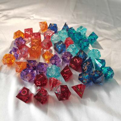 China Resin DND Dice Crystal Running Gem TRPG Dungeons And Working Dragons Cthulus Dice for sale