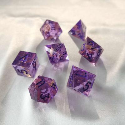 China Resin Custom Resin DND Polygon Transparent Multicolor Swirl Dies Set Board Game Dies for sale