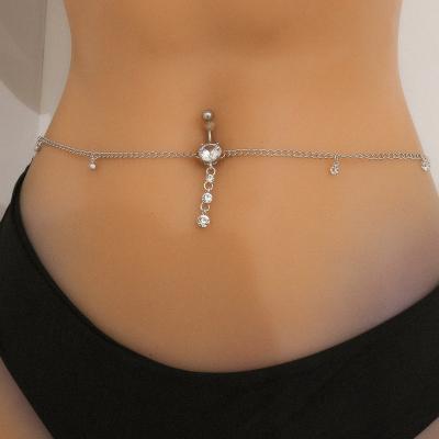 China Hiphop Fashion Rhinestone Tassel Body Waist Chain Belt Women Sexy Crystal Ladies Ladies Belly Jewelry for sale