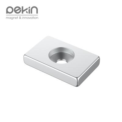 China Industrial Magnet Beijing N35H Square Forming Hole Neodymium Magnets Rare Earth Strong Permanent Magnet for sale