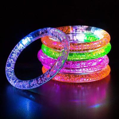 China Acrylic+electric elements Acrylic Promotional Gifts RGB LED Colors Low Cost Luminous Bubble LED Flashing Custom Wristband for sale