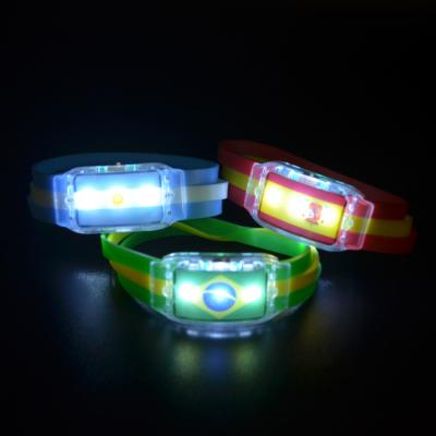 China ABS case+PVC strip flag led wristband soft material brazil spain usa germany flag led wristband silicone for sale