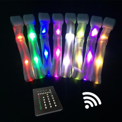 China 2022 nylon led wristband with party goods new technology rgb xylobands remote control remote control for sale