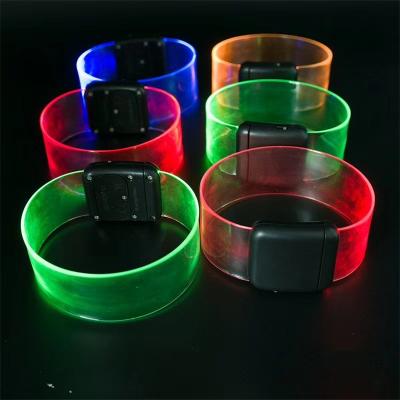 China ABS case+silicone bands+electric elements magnet led wristband manufacturer LOGO Magnet TPU Laser Glow LED wristband for event party concert for sale