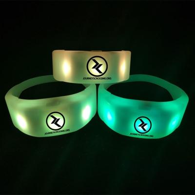 China Concerts and Small Parties Events Parties Radio Remote Control Custom DMX Logo Flashing LED Wristband Wristband Decoration for sale