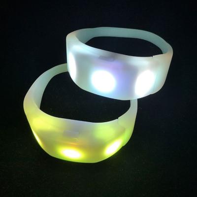 China Concerts and Small Parties Custom Printing Silicone RGB LED Wristband Flashing Light Up Wristband Radio Controlled Led Wristband for Party and Event for sale