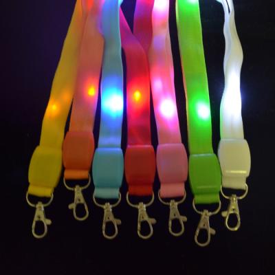 China Plug And Light Up New Arrival LED Light Up Name Cards Up Key Chain Key Chain Flashing Holder Lanyards Cruise Ties Collar Nylon Lanyard for sale