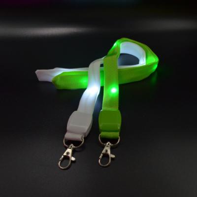 China Plug And Light Up Name Cards Festival Gift Printed Logo Polyester Glow In The Dark LED Lanyards Strap for sale