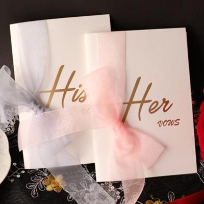 China Europe Wholesale New Custom Fashion Design Logo Embossed Handmade Wedding Vow Books Greeting Cards for sale