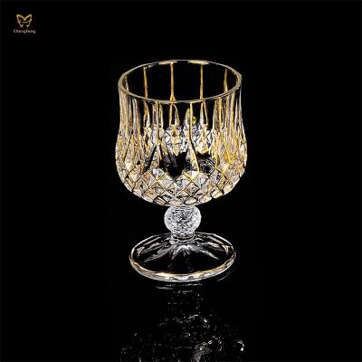 China Restaurant Appliances 7 Ounce Crystal Whiskey Glass With Gold Rim for sale