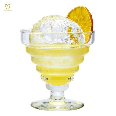 China Restaurants Appliances Fashion Pedestal Ice Cream Hot Selling Clear Glass Cup,Glass Ice Cream Sundae Cups for sale