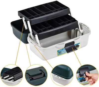 China Fishing Box Tool Suitcase Durable Three Tray Hard Plastic Fishing Tackle Box for sale