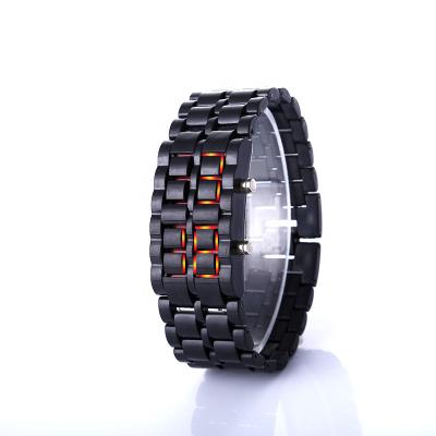 China Professional LED Display Manufacturer Waterproof Phone Black Men Watch Full Metal Digital Lava Wrist Watch Iron Samurai For Sports Watches for sale