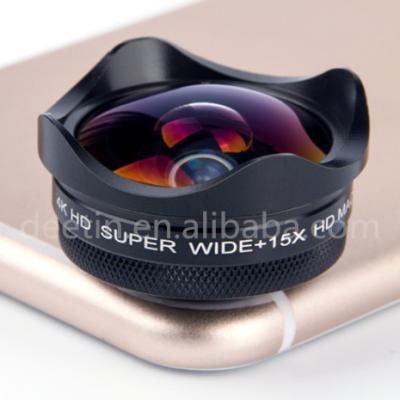 China 0.6X 4K HD Wide Angle and 15x Macro 2 In 1 Mobile Phone Lens Set for iPhone Galaxy Amazon Rakuten Best Seller Te koop