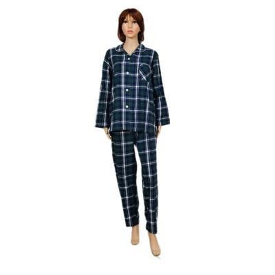 China Wholesale Adult Women Pure Cotton Yarn Breathable Dyed High Quality Flannel Pajamas for sale