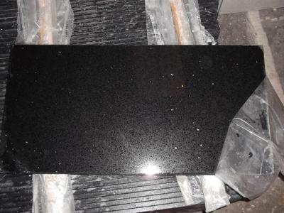 China kitchen / bathroom Artificial Quartz Stone Countertop Flooring Tiles , Black Mirror for sale