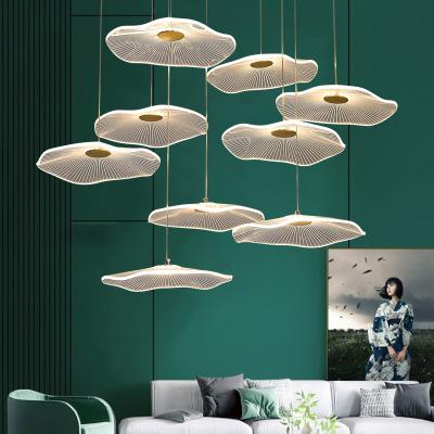 China Modern new design can be customized modern lotus acrylic sheet lighting villa stairwell lobby pendant chandelier for sale