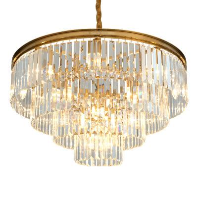 China Modern crystal chandelier light luxury crystal chandelier round interface E14 restaurant living room multilevel lamps for sale