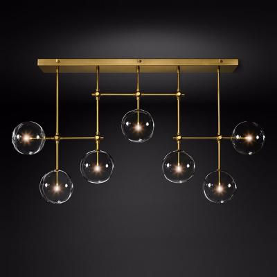 China Modern Luxury Glass Ceiling Lamp Restaurant Lamp Gold Branch Rectangular Chandelier for sale