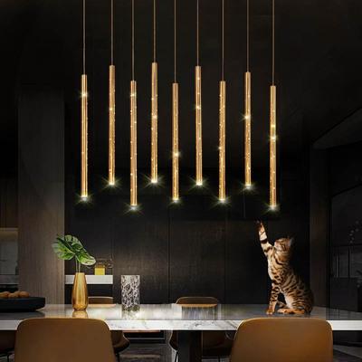 China Modern Art Lamp Led Light Guide Wind Chime Restaurant Chandelier Modern Creative Golden Creative Reception Lamps for sale