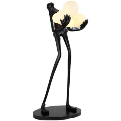 China E27 Retro Style Retro Carving Decoration Position Lamp Resin Human Floor Lamp Lamp Holder for sale