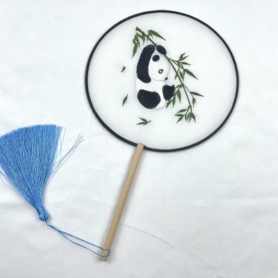 China China Antique Translucent Round Fan Women's Classical Custom Fan Medium Long Handle for sale