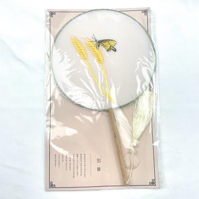 China Single Sided Pattern Fan China Wedding Favor Gift Chinese Round Antique Decor Hand Fan for sale