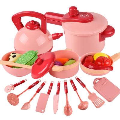 China Children's Toys 16 Pack Set Cooking Educational Cookware Set Play Set Kids Kitchen Pretend Play Toys Set with Pot Pans for sale