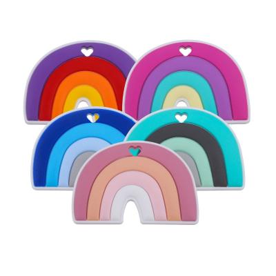 China Toy Food Grade Safe Soft Funny Baby Rainbow Silicone Chewing Teether Toy for sale