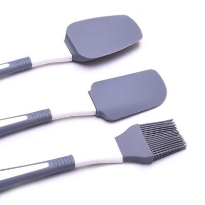 China Viable Non-Stick Heat Resistant Cake Glazing Baking Spatula and Silicone Pot Mixer Scraper Baking Brush for sale